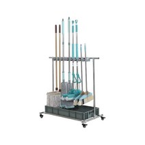 청소 도구 거치대 걸레 보관 랙 스탠딩 이동식, 5 걸이 6 후크 물통