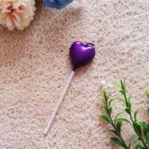 케이크캔들 공장직매 하트형 별 생일 도금 양초 개별표장 싱글 디저트 베이킹용 품, T14-하트 보라색 10개