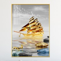 아트블루 돈 돌어오는 풍수 인테리어 액자 그림, 5_황금배 황금사슴