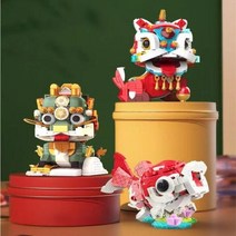 레고 호환 블럭 크리에이티브 새해 일어나는 사자 기린 빌딩 블록 세트 럭키 잉어 중국 문화 봄 축제 DIY 벽돌 장난감 홈 장식 선물, NO Box 6