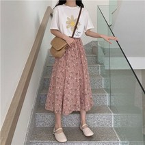 여성롱치마 하객룩쇼핑몰 밴딩스커트 H라인치마 skirt women 빈티지 옷 롱 스커트 하라주쿠 부드러운 기질 streetwear 2021 Stylish spring west