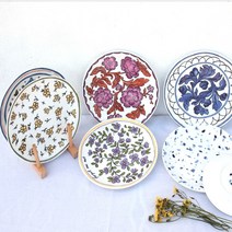 트위그뉴욕 꽃무늬 접시 국산 도자기 플레이트 플레이팅 디저트 접시 8인치, 헤리티지 블루버드 8접시