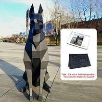 동물 조형물 68100 검은 개 여우 3 동물 조각 침실 거실 수제 기하학 종이 접기 모델, 68cm, 02 Black dog