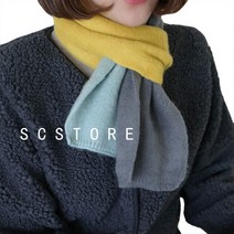 쇼퍼 니트 컬러 배색 쁘띠 목도리 머플러