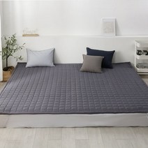 4면밴딩처리 미끄럼방지 누빔 침대 매트리스 패밀리 사이즈 이불 침대패드 캠핑용, 차콜