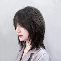 2022여자단발스타일 그물 빨간 쇄골 단발 둥근 얼굴 나이 감소 풀 헤드 기어 여성시물레이션가발, 쿨 브라운