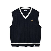COVERNAT 케이블 브이넥 니트 베스트 네이비 CO2204KT10NA
