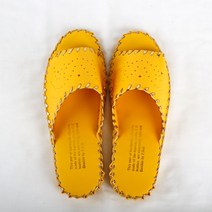 펀칭봉합 고급 가죽 실내슬리퍼 거실 실내화 호텔 거실화 병원 유치원 사무실, 옐로우
