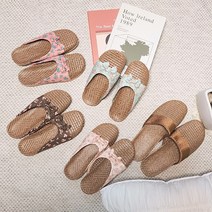 뭉게구름 라탄 플라워 뮬 슬리퍼 여름 왕골 거실화 층간소음방지 실내화, S, 진핑크