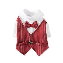 상품 상세페이지 참조 신사 개 옷 웨딩 정장 작은 개를위한 공식적인 셔츠 Bowtie Tuxedo 애완 동물 복장 고양이를위한 할로윈 크리스마스 의상, 빨간색