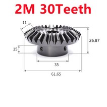 웜 베벨 오무 기어 1pcs 2m 30teeth 45 스틸 내부 구멍 90도 맞물림, 30개의 치아, 20mm