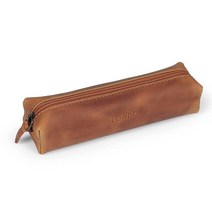 Londo 천연 가죽 지퍼 펜 연필 및 화장품 케이스(카멜), Zipper Fat