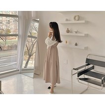 [리리앤코] [BABARIN] 르핑브언 배색 리본 캉캉 롱 원피스