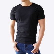 스타토리 짱짱한 남자 면 스판 라운드 머슬핏 반팔 티셔츠 쫄티