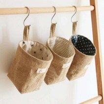 ABON10930 이거찜 국내 북유럽풍 걸이용 린넨 미니바구니, 진영유통 도트(초강력후크), 진영유통 본상품선택
