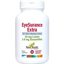 뉴 루츠 허벌 아이수런스 엑스트라 멀티 비타민 20mg 루테인 3.6mg 제아잔틴 보충제야채 캡슐 30정
