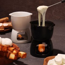 초콜릿 퐁듀 냄비 화로 세트 치즈 퐁듀팟+워머 그릇, 1세트, 블랙