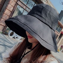 [돌돌이모자햇빛차단모자] 코욜하우키 여성 버킷햇 얼굴 햇빛가리개 모자 여자 벙거지모자 챙넓은 챙모자, 01)베이직 블랙
