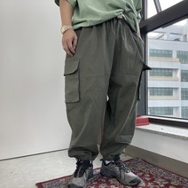 아메카지 빅 벌룬 와이드배기 통큰 밴딩 스판 카고 조거팬츠 3color