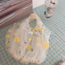 꽃무늬 메쉬 봄 에코백 감성 손가방 레이스 대학생가방 숄더백 데일리백