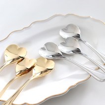 하트 하이글로시 티스푼 모카 커피스푼 골드 실버