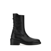 23SS ANN DEMEULEMEESTER 블랙 레더 HENRICA 앵클 부츠 2201WA02380 099