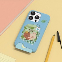 [바보사랑] 라인 해피 티 타임 언더 슬림카드 하드 케이스 K, 기종:아이폰12Mini / 색상:샐리, 상세 설명 참조