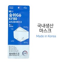 숨쉬고 황사마스크 대형 KF80 흰색, 50매, 화이트