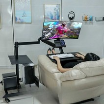 침대 모니터암 이동식 컴퓨터 책상 모니터 받침대, 2세대평면형전면듀얼디스플레이싱글호스트싱글노트북
