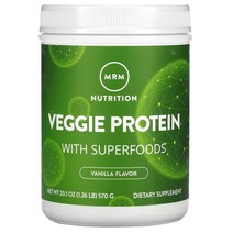 MRM Nutrition 슈퍼 푸드 함유 식물성 단백질 바닐라 570g(1.26lb), 2병, 570g