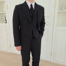 (조끼제외) 남자 쓰리피스 정장세트 남성 스판 수트 양복 슈트 4Color