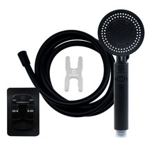 홈다움 블랙몬스터 다기능샤워기 헤드 + 블랙 물때방지 튜브형 PVC 2m샤워호스 + 스패너 + 샤워기 홀더, 세트