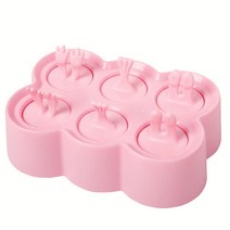 실리콘 아이스크림 몰드 식품급 식재료 DIY 만들기 아이스바(6칸), 직사각형, 핑크, 애니멀