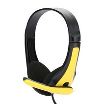 헤드셋 헤드폰 3.5mm 유선 게임 헤드 마운트 서라운드 사운드 pc 노트북 게이머용, 노란색, 협력사