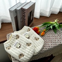 아지하루 강아지옷 겨울옷 곰돌이 단추조끼