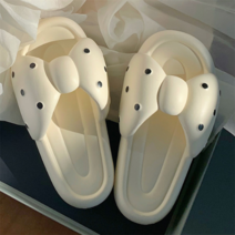 슬로우고 발편한 슬리퍼 왕리본 예쁜 사무실 슬리퍼 층간소음 거실화, 화이트, 1개