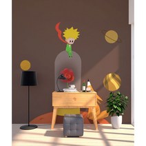 Bj 그림벽지 어린왕자 일러스트 뮤럴벽지 AT1046247 (120x85cm), 접착시트지(유리용)