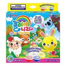 종이나라 5000 클레이나라 동물친구들, 빨강, 노랑, 파랑, 흰색, 1세트