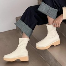 둥근코 발편한 여자 미디 부츠 여성 짧은 가을 청바지