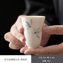 두부만드는기계 콩가는 두유 제조기 2 개/대 40ml 순수 손으로 그린 나비 난초 차 컵 단일 Juxiang 마스터 메이커 세라믹 쿵푸, 2pc 5x6.6cm 40ml