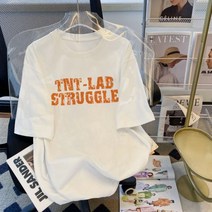 데일리룩 면 뉴타입 가벼운 빗질 순면 여름 반팔 티셔츠 여 루즈핏 따뜻 원색 드라이브