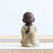 불교용품 크리에이티브 선 보라색 점토 부처님 동상 세라믹 리틀 스님 장식 차 애완 동물 홈 인테리어 차, 03 C