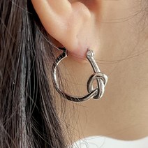 [느와스튜디오] silver 92.5 볼드 꽈배기 빗살 꼬임 원터치 링 실버 은 귀걸이