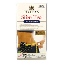 Hyleys Tea Slim Tea Acai Berry 25 Foil Envelope Tea Bags 0.05 oz (1.5 g) 각 2팩