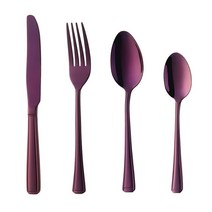 수저세트 집들이선물 젓가락 맞춤 숟가락 신혼부부 모던 424 피스 스테인리스 스틸 커트러리 디너웨어 골든 테이블 디너 럭셔리 주방 식기 나이프 포크 스푼 티스푼 양식기, 없음, 23.6 set 24pcs - purple