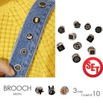 kirakirashop 블랙 모티브 브로치 10개1세트 BRC3172