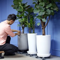 국산 플라스틱 이동식 화분 받침대 이케아 바퀴달린 베란다 홈가드닝 난 화초 다이, 원형 소, 블랙