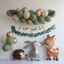 생일파티풍선 두돌생일상 세돌생일상 아기1000일 홈파티, 옵션2.풍선세트+레터링가랜드+나뭇잎가랜드