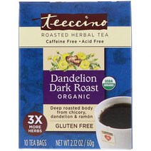 티씨노 무카페인 민들레 다크로스트 티 10티백 60g Teeccino Organic Roasted Herbal Tea Dandelion Dark, 상세설명참조