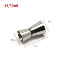위스키 지거 15/30ml 스테인레스 스틸 칵테일 셰이커 측정 컵 더블 헤드 온스 바텐더 Jigger 바 액세서리, 15ml-30ml silver